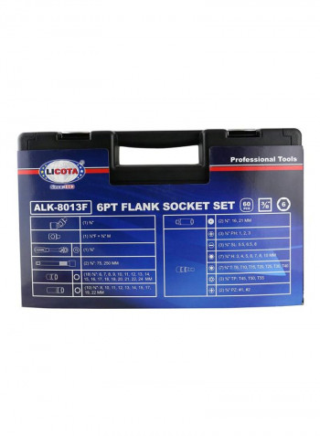 60-Piece Flank Socket Set Silver/Blue/Black