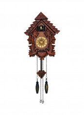 Wooden Decorative Family Bird Cuckoo Clock Brown/Yellow/Black 21x28x14centimeter