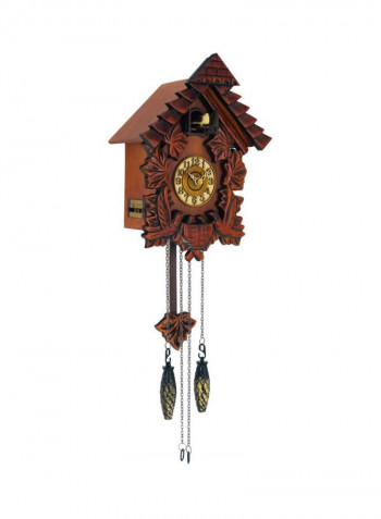 Wooden Decorative Family Bird Cuckoo Clock Brown/Yellow/Black 21x28x14centimeter