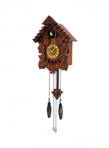 Wooden Decorative Family Bird Cuckoo Clock Brown/Yellow/Black 21x28x14centimeter