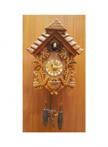 Wooden Decorative Family Bird Cuckoo Clock Brown/Yellow/Black 21x28x14centimeter