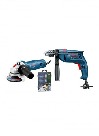 GSB1300 550 W Impact Drill Blue With  Angle Grinder 750W With  Disc Blue/Black/Red 25.3x26.2millimeter