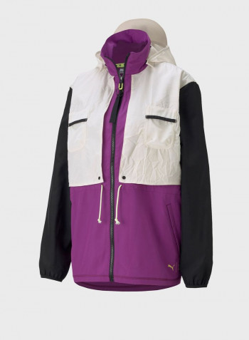 First Mile Woven Cacual Jacket White/Purple/Black