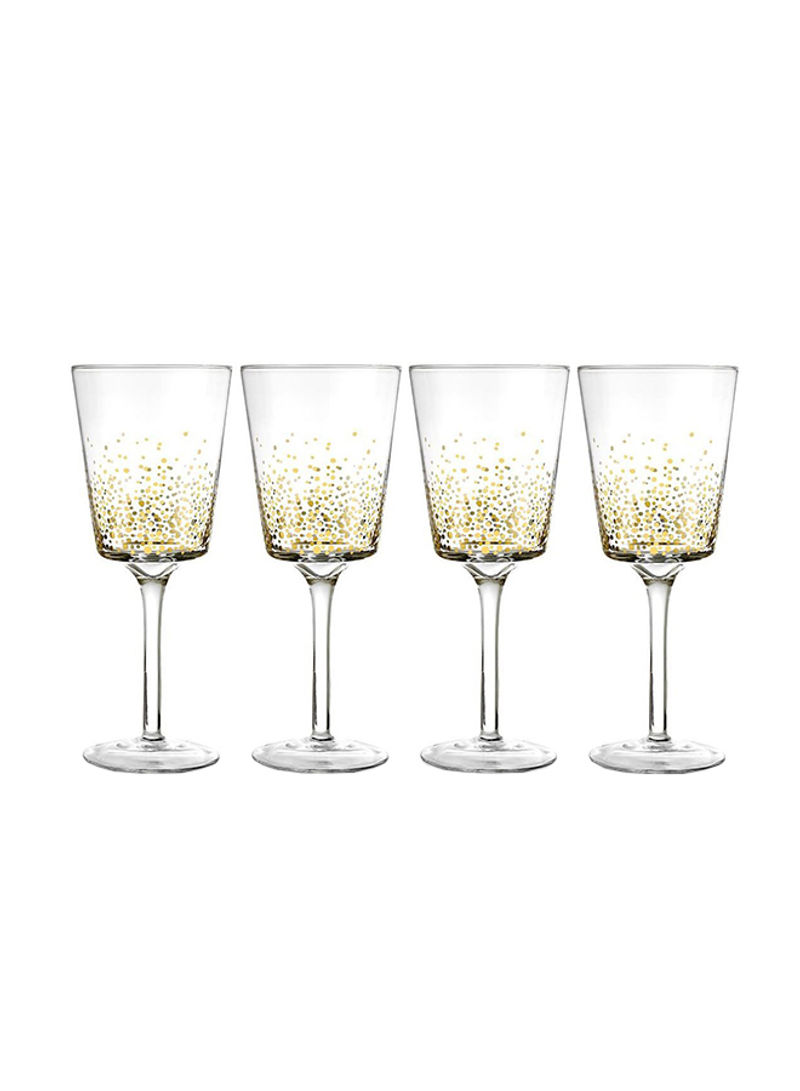 4-Piece Luster Design Goblet Clear/Gold 11.2ounce