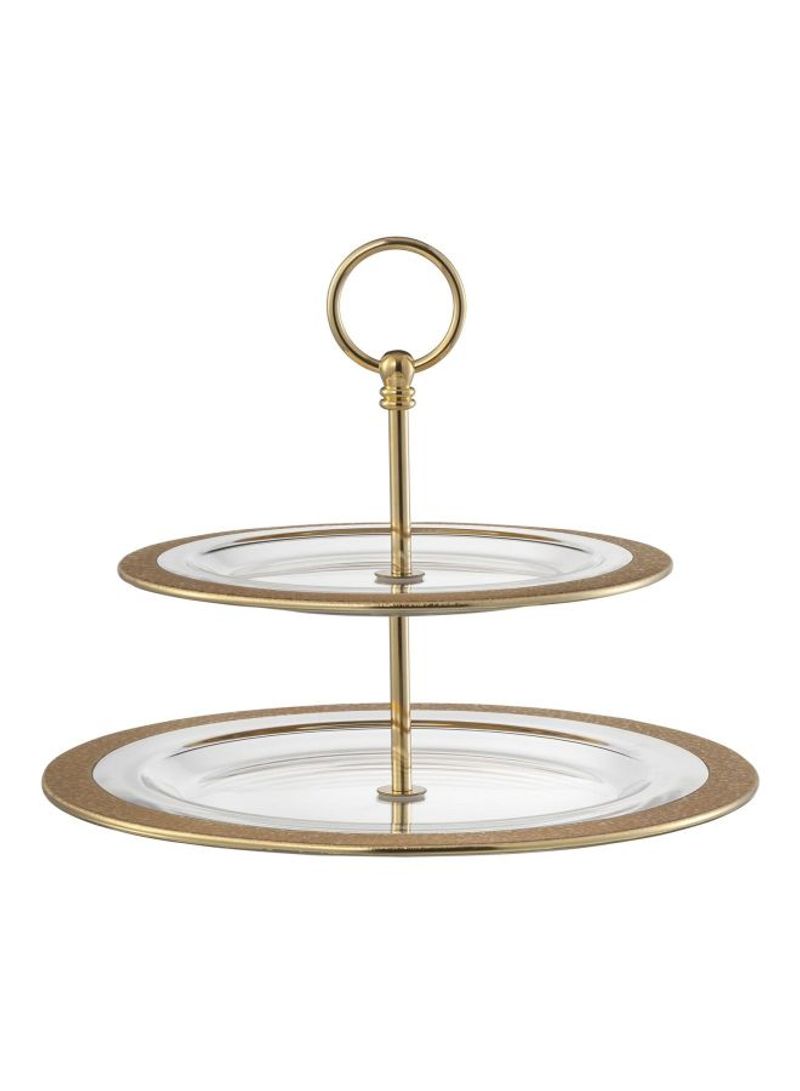 2-Tier Cake Stand Gold/Clear 11.2x9.8inch