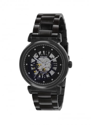Men's Tornado Men's Watch Automatic Display Black Dial Black Stainless Steel Bracelet - T8316-Bbbb