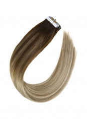 Pack Of 20 Tape In Hair Extension Dark Brown Dark Ash Blonde 18inch