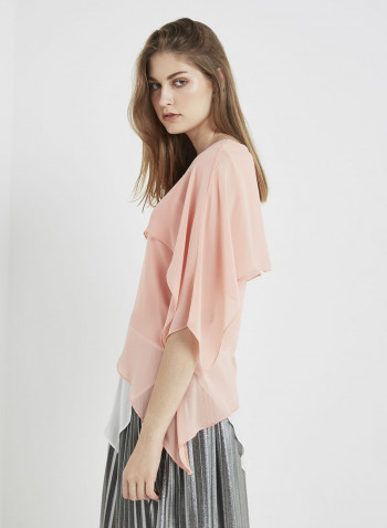 Daily Glamour Short Sleeve Blouse Salmon