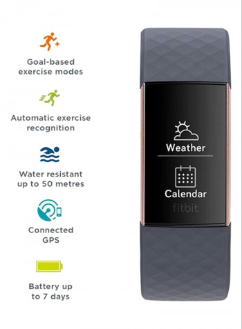 Charge 3 Fitness Tracker With Swim Tracking Blue Grey/Rose Gold