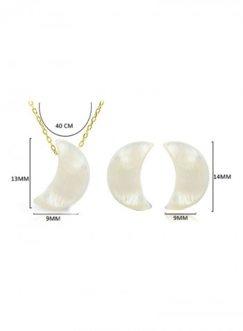 18 Karat Gold Crescent Shape Mother Of Pearl Jewellery Set