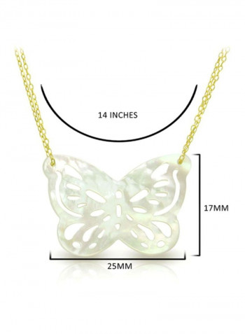 18 Karat Gold Double Link Butterfly Shaped Mother Of Pearl Necklace