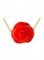 18 Karat Yellow Gold Rose Carved Coral Necklace reviews 18 Karat Yellow Gold Rose Carved Coral Necklace