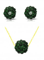 10 Karat Solid Yellow Gold Simple 10 mm Crystal Ball Jewellery Set