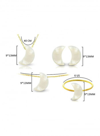 10 Karat Gold Small Crescent Shape Mother Of Pearl Jewelry Set