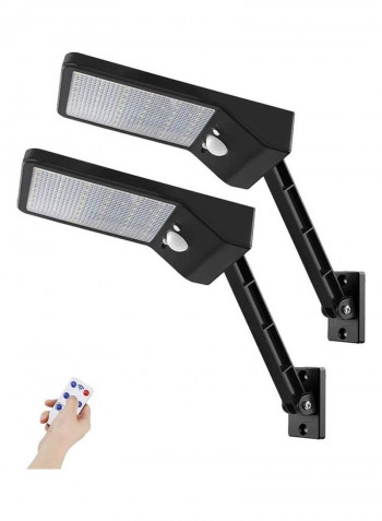 2-Piece Outdoor Solar LED Street Light with Remote Control and Motion Sensor Black