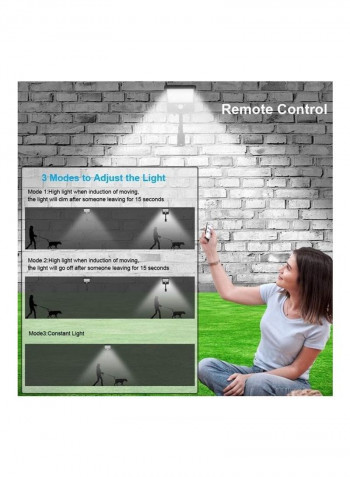 2-Piece Outdoor Solar LED Street Light with Remote Control and Motion Sensor Black