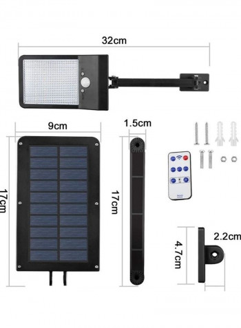2-Piece Outdoor Solar LED Street Light with Remote Control and Motion Sensor Black