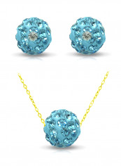 10 Karat Solid Yellow Gold Simple 10 mm Crystal Ball Jewellery Set