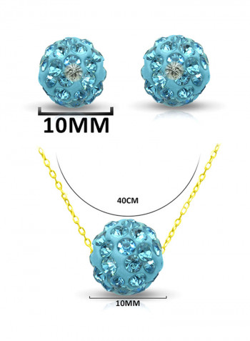 10 Karat Solid Yellow Gold Simple 10 mm Crystal Ball Jewellery Set