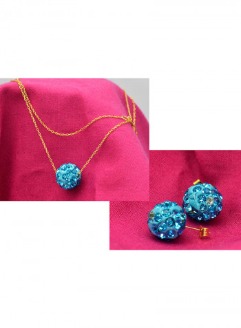 10 Karat Solid Yellow Gold Simple 10 mm Crystal Ball Jewellery Set