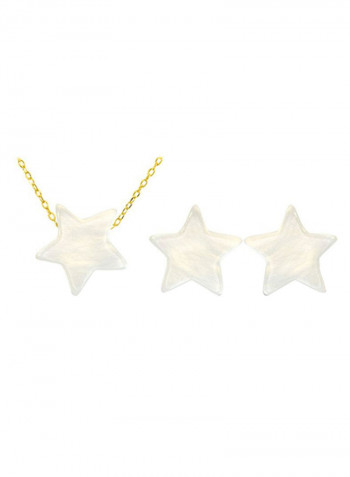 18 Karat Gold Star Shape Mother Of Pearl Jewellery Set