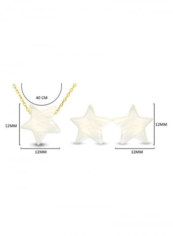 18 Karat Gold Star Shape Mother Of Pearl Jewellery Set