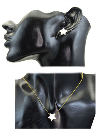 18 Karat Gold Star Shape Mother Of Pearl Jewellery Set