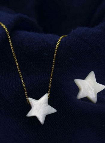 18 Karat Gold Star Shape Mother Of Pearl Jewellery Set