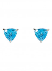 18 Karat White Gold Blue Topaz Trilliant Earrings