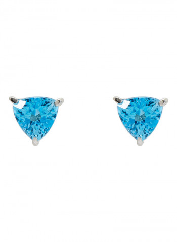 18 Karat White Gold Blue Topaz Trilliant Earrings