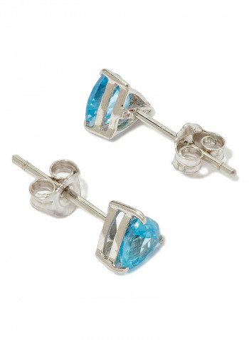 18 Karat White Gold Blue Topaz Trilliant Earrings