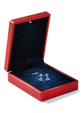 18 Karat White Gold Blue Topaz Trilliant Earrings