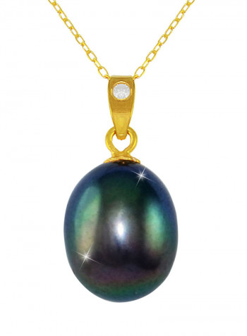 18K Gold Pearl Pendant With 10K Gold Chain