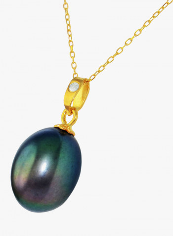 18K Gold Pearl Pendant With 10K Gold Chain