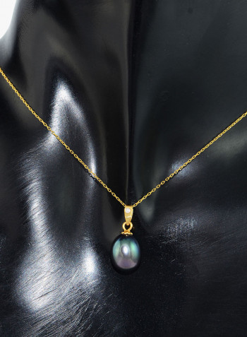 18K Gold Pearl Pendant With 10K Gold Chain