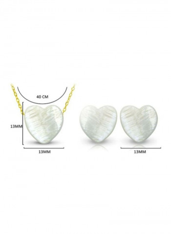 3-Piece 18 Karat Gold Heart Shaped Pearl Jewellery Set