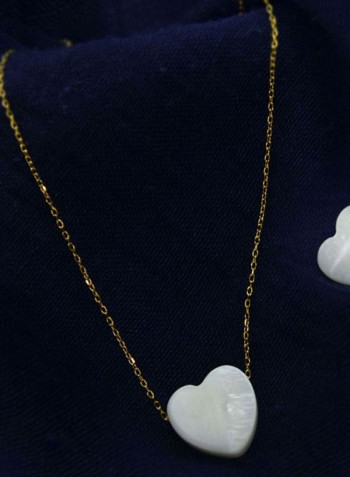 3-Piece 18 Karat Gold Heart Shaped Pearl Jewellery Set