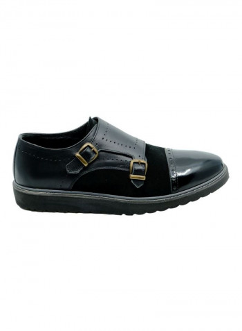 Double Monk Strap Slip Ons Black