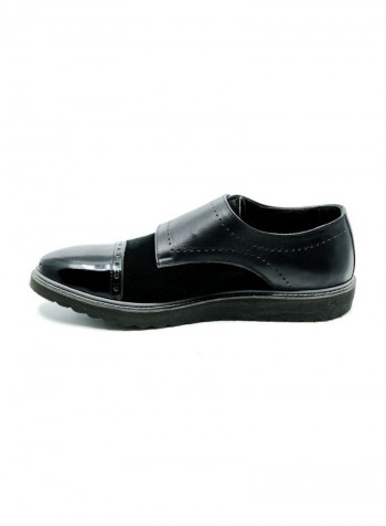 Double Monk Strap Slip Ons Black
