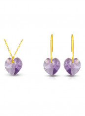 18 Karat Solid Yellow Gold 7 mm Amethyst Jewellery Set
