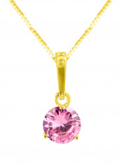 18 Karat Solid Yellow Gold Zircon Pendant Necklace