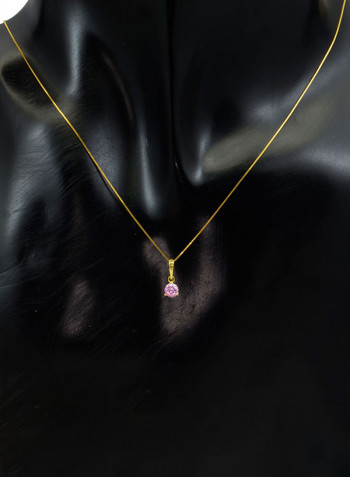 18 Karat Solid Yellow Gold Zircon Pendant Necklace
