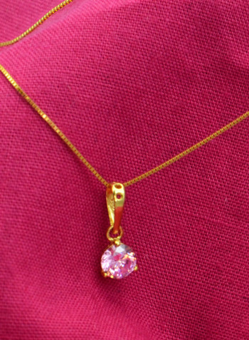 18 Karat Solid Yellow Gold Zircon Pendant Necklace