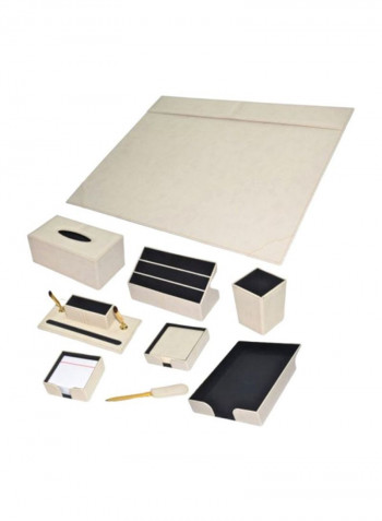 9-Piece Executive Desk Set Cream/Black