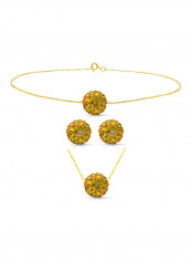 10 Karat Solid Yellow Gold Simple 10 mm Crystal Ball Jewellery Set