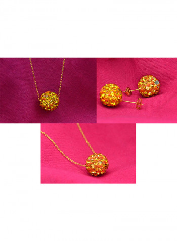10 Karat Solid Yellow Gold Simple 10 mm Crystal Ball Jewellery Set