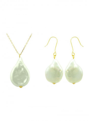 18 Karat Gold Fancy Coin Pearl Jewelry Set