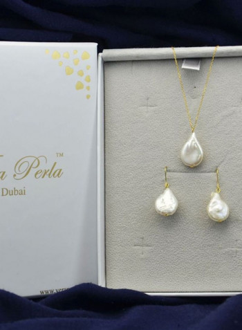18 Karat Gold Fancy Coin Pearl Jewelry Set