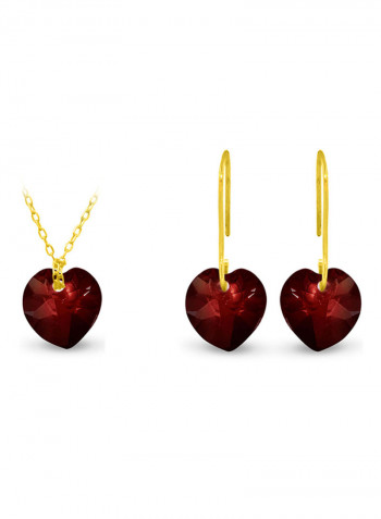 10 Karat Solid Yellow Gold 7 mm Garnet Jewellery Set