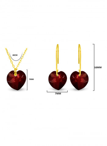 10 Karat Solid Yellow Gold 7 mm Garnet Jewellery Set